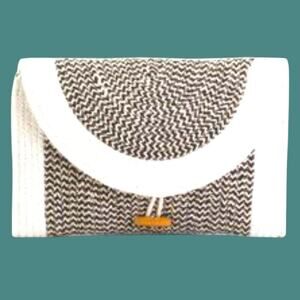 Timberwolf hand woven clutch handbag